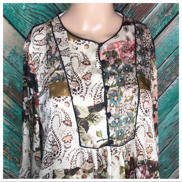 Zara Floral Boho Button Front Blouse - Picture 6 of 6